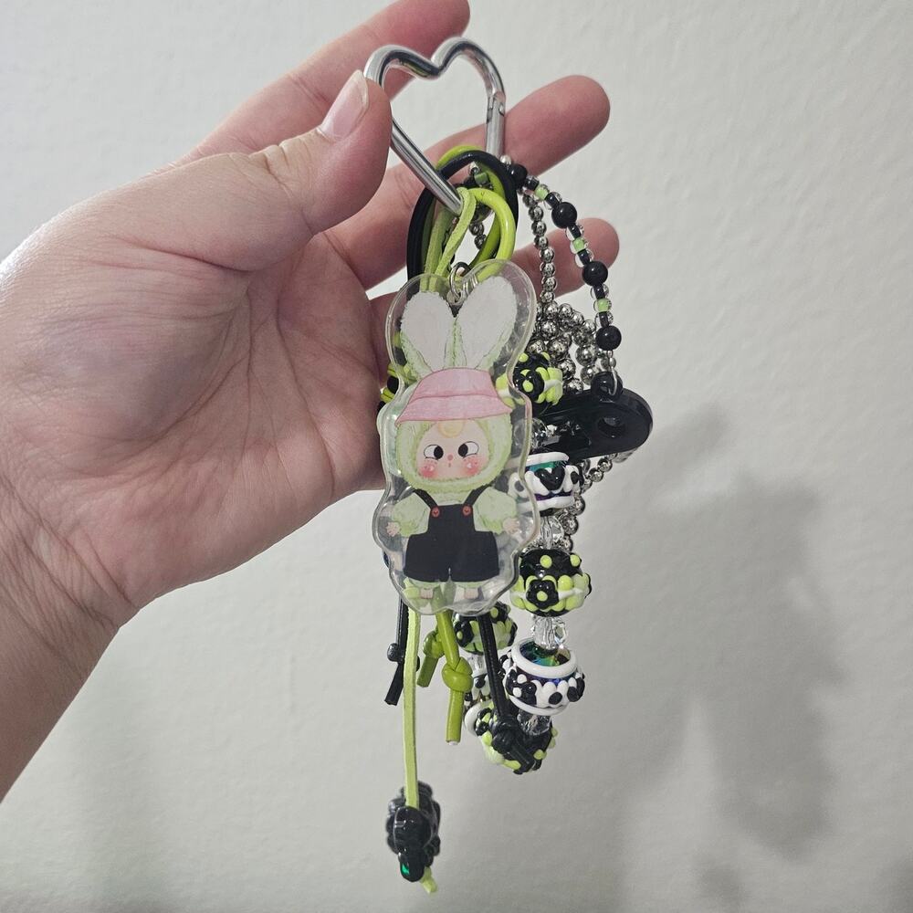 Baby Three Love Chain Time Key Chain Charms Accessories Lime Green Black